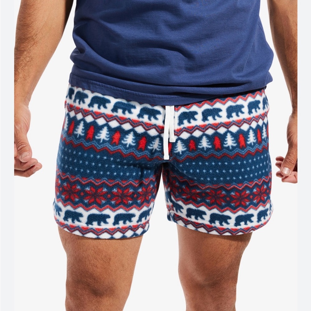 chubbies Navy, Red & White Bear Print Holiday Shorts
